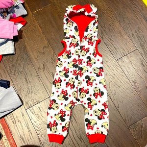 12 Month Minnie Mouse hooded sleeveless jumper with bow and ears